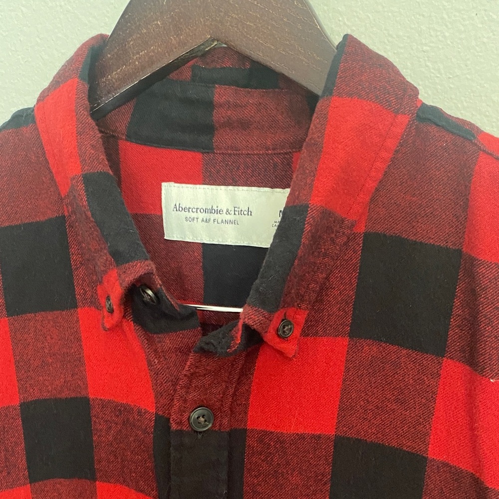 Abercrombie & Fitch Soft A&F Flannel Men’s Red & Black Buffalo Plaid Shirt. M